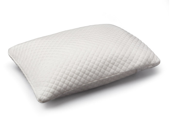 White quilted pillow on a white background