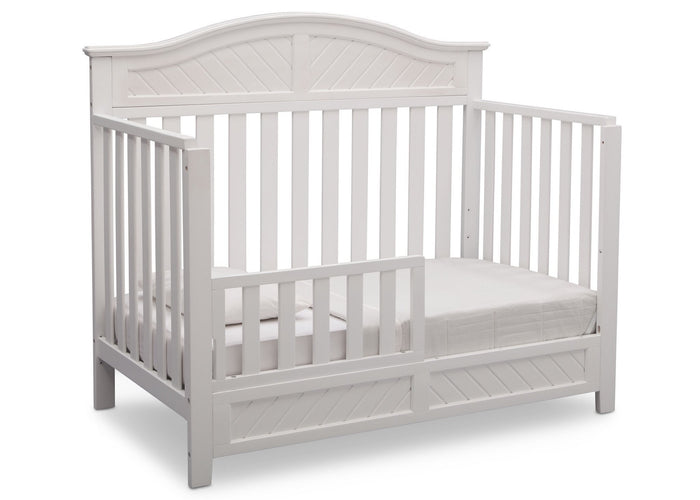 Delta Children Bianca (130) Bennington Elite Curved 4-in-1 Crib angled conversion to toddler bed a4a