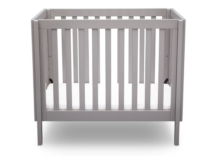 Delta Children Grey (180) Bennington Elite Mini Crib with Mattress, Front View, c2c