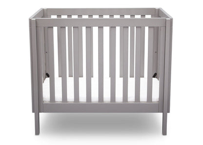 Delta Children Grey (180) Bennington Elite Mini Crib with Mattress, Front View, c2c