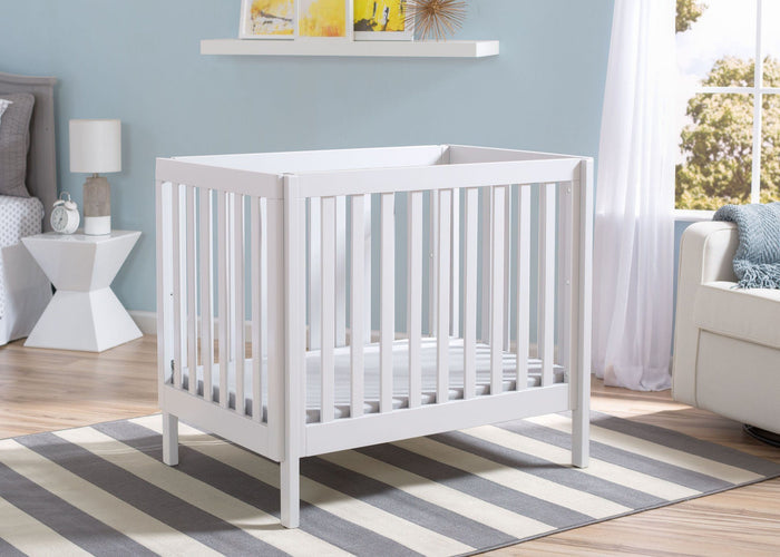 Delta Children White (130) Bennington Elite Mini Crib with Mattress, Room View, a1a