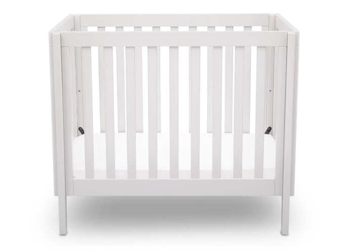 Delta Children White (130) Bennington Elite Mini Crib with Mattress, Front View, a2a