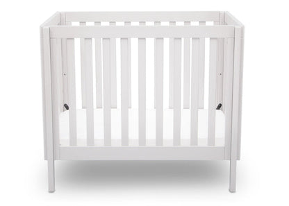 Delta Children White (130) Bennington Elite Mini Crib with Mattress, Front View, a2a