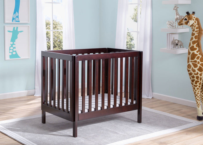 Delta Children Dark Espresso (958) Bennington Elite Mini Crib with Mattress, Hangtag