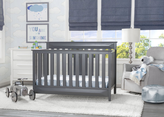 Delta Children Charcoal Grey (029) Cameron 4-in-1 Convertible Baby Crib Roomshot a1a