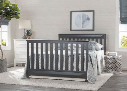 Delta Children Charcoal Grey (029) Cameron 4-in-1 Convertible Baby Crib Full Bed Roomshot a2a