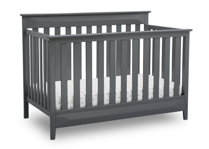 Delta Children Charcoal Grey (029) Cameron 4-in-1 Convertible Baby Crib Angled View a4a