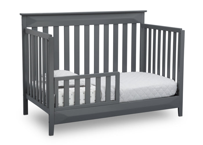 Delta Children Charcoal Grey (029) Cameron 4-in-1 Convertible Baby Crib Toddler Bed Angled View a5a