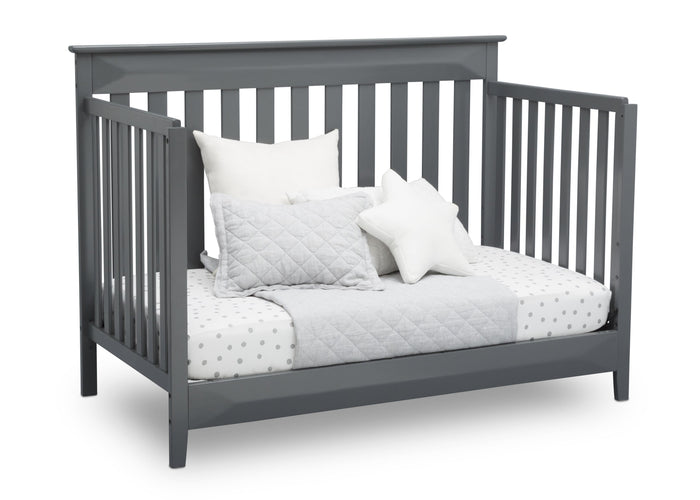 Delta Children Charcoal Grey (029) Cameron 4-in-1 Convertible Baby Crib Day Bed Angled View a6a