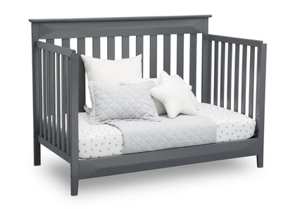 Delta Children Charcoal Grey (029) Cameron 4-in-1 Convertible Baby Crib Day Bed Angled View a6a