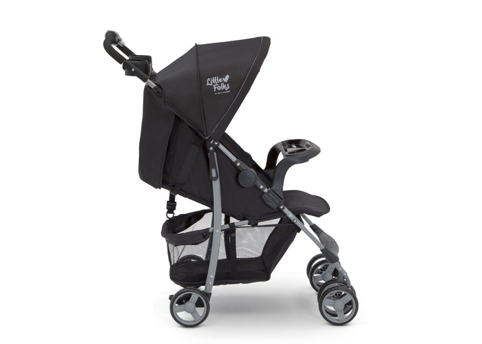 Little Folks Black (001) Classic Tour Stroller by Delta Children, Side Silo View