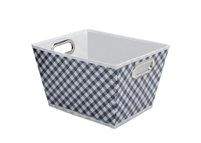 Gingham Navy (404) Deluxe Water-Resistant Rectangle Tapered Tote c2c