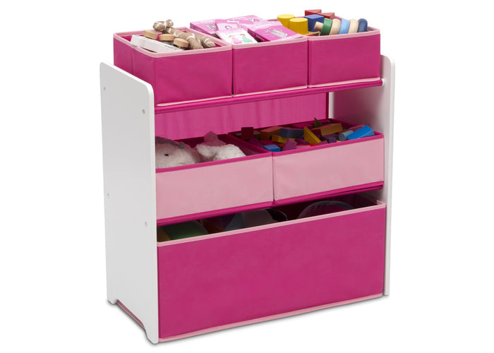 Delta Children Bianca White with Pink (130) Design and Store 6 Bin Toy Organizer, Right Silo View