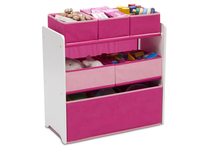 Delta Children Bianca White with Pink (130) Design and Store 6 Bin Toy Organizer, Right Silo View