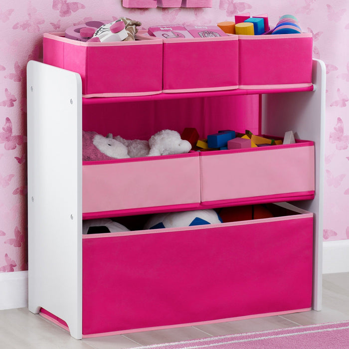 Delta Children Bianca White with Pink (130) Design and Store 6 Bin Toy Organizer