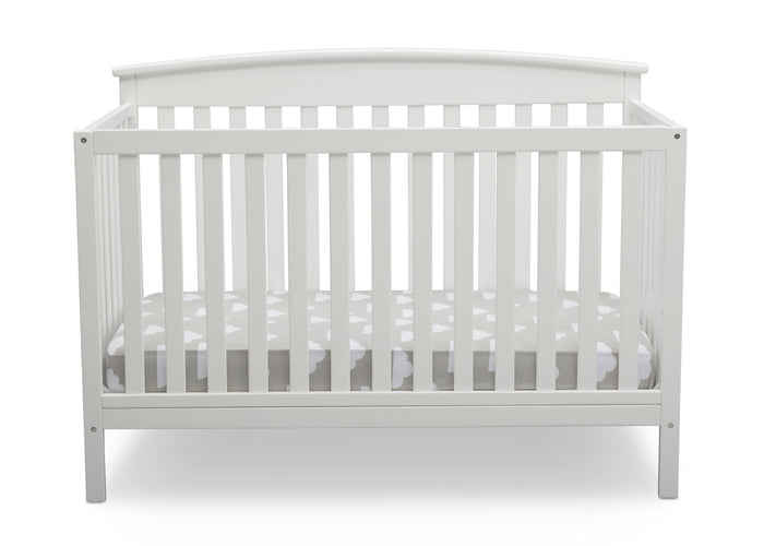 Delta Children Bianca White (130) Finley 4-in-1 Convertible Baby Crib Front View a3a