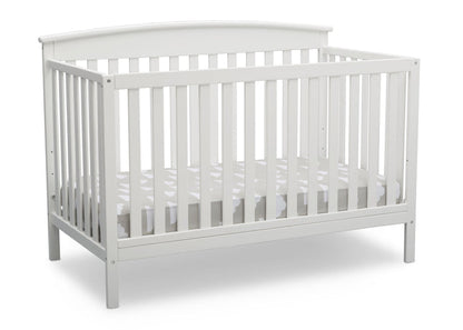 Delta Children Bianca White (130) Finley 4-in-1 Convertible Baby Crib Angled View a4a