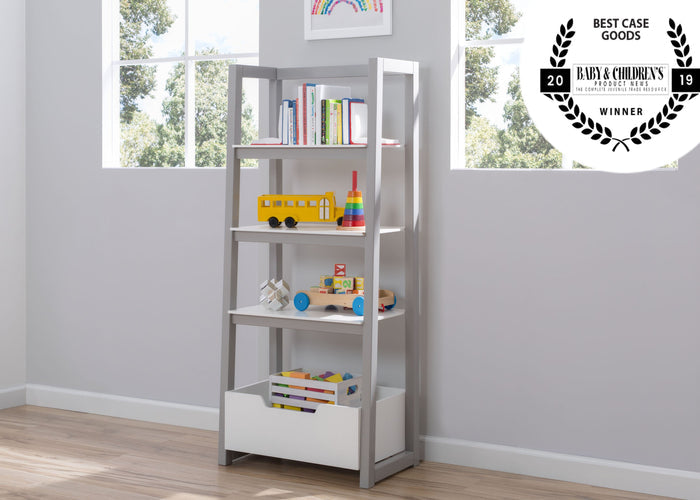 Delta Children Bianca White with Grey (166) Gateway Ladder Shelf