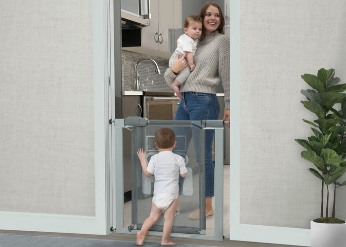 Jeep Adjustable Baby Safety Gate - Easy Fit Pressure Mount Design with Walk-Through Door Grey (026)