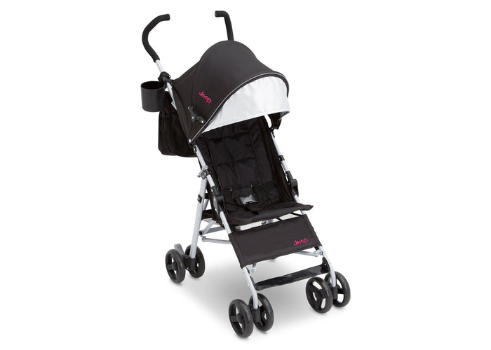 Jeep North Star Stroller by Delta Children, Black with Bright Burgundy (488), with padded seat