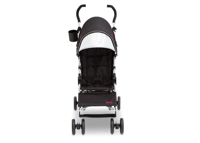 Jeep North Star Stroller by Delta Children, Black with Bright Burgundy (488), with extendable European-style canopy with sun visor