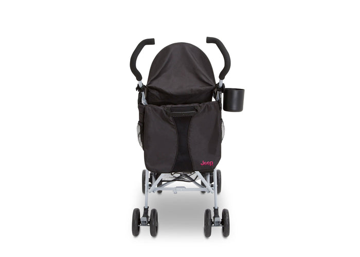 Jeep North Star Stroller by Delta Children, Black with Bright Burgundy (488), with Parent cup holder and easy-grip, extra-long foam handles