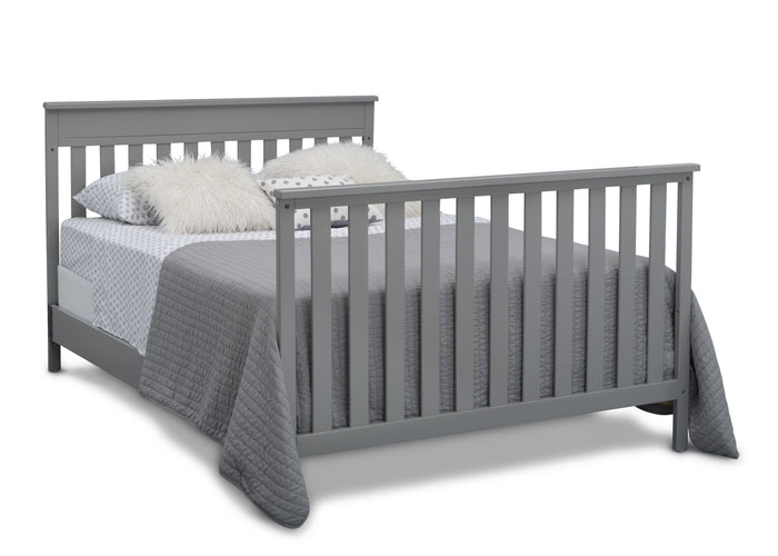 Delta Children Grey (026) Kingswood 4-in-1 Convertible Baby Crib Full Size Bed Silo View