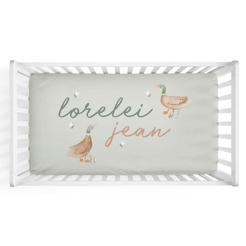 Lucky Ducky Personalized Crib Sheet