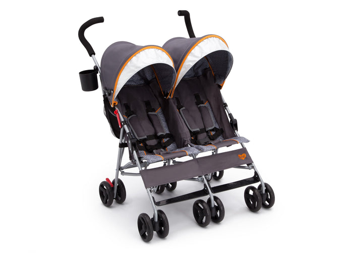 Delta Children Maze (817) LX Plus Side x Side Double Stroller (11709), Angled with Canopy, a1a