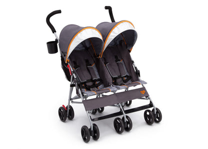 Delta Children Maze (817) LX Plus Side x Side Double Stroller (11709), Angled with Canopy, a1a