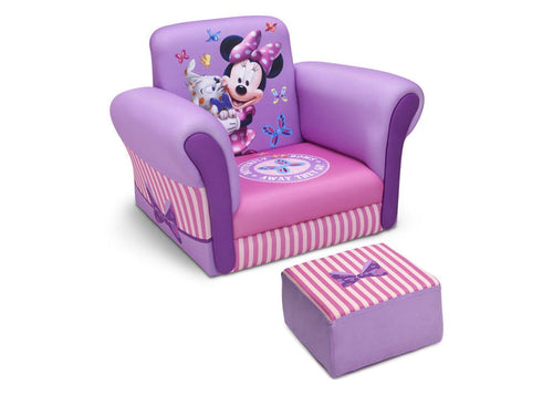 Delta Children Minnie Mouse Upholstered Chair with Ottoman, Right View a1a