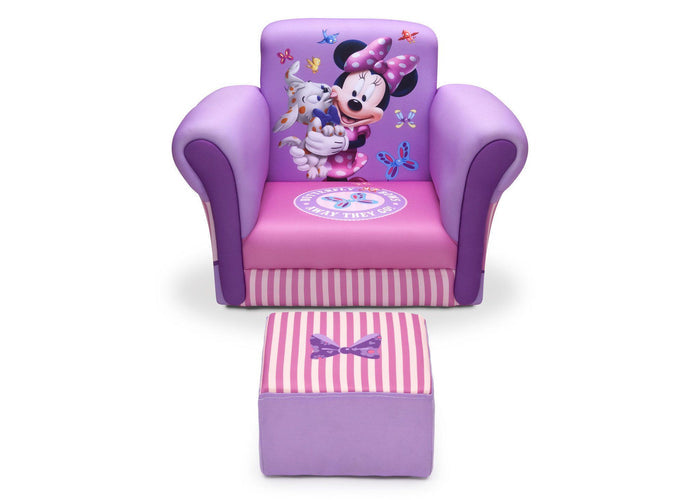 Delta Children Minnie Mouse Upholstered Chair with Ottoman, Front View