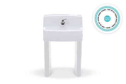 MySize 3-in-1 Convertible Sink, Step Stool and Bath Toy for Kids White and Turquoise (5052)