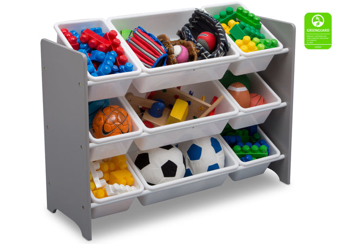 Delta Children Grey (026) MySize 9 Bin Plastic Toy Organizer, Right Angle, a2a