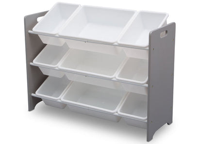 Delta Children Grey (026) MySize 9 Bin Plastic Toy Organizer, Left Angle, a3a