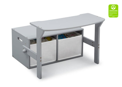 Delta Children Grey (026) MySize Activity Bench, Right Desk Silo View