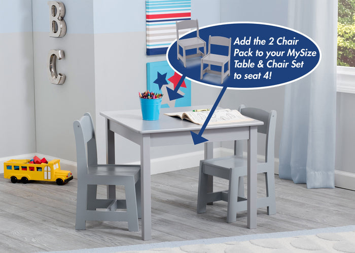 MySize Wood Kids Chairs for Playroom Grey (026)
