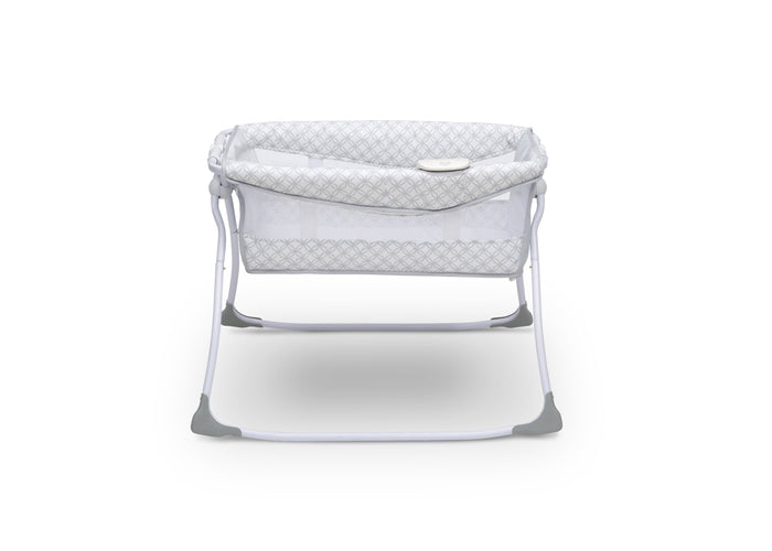 Delta Children Grey Infinity (434) Newborn Soothing Sleeper Bassinet, Side Silo View