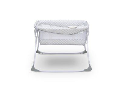 Delta Children Grey Infinity (434) Newborn Soothing Sleeper Bassinet, Side Silo View