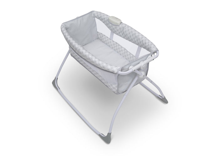 Delta Children Grey Infinity (434) Newborn Soothing Sleeper Bassinet, Top Silo View