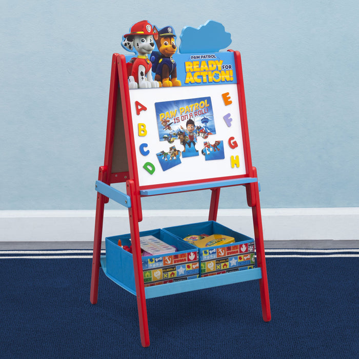 Delta Children Paw Patrol Wooden Double Sided Activity Easel with Storage