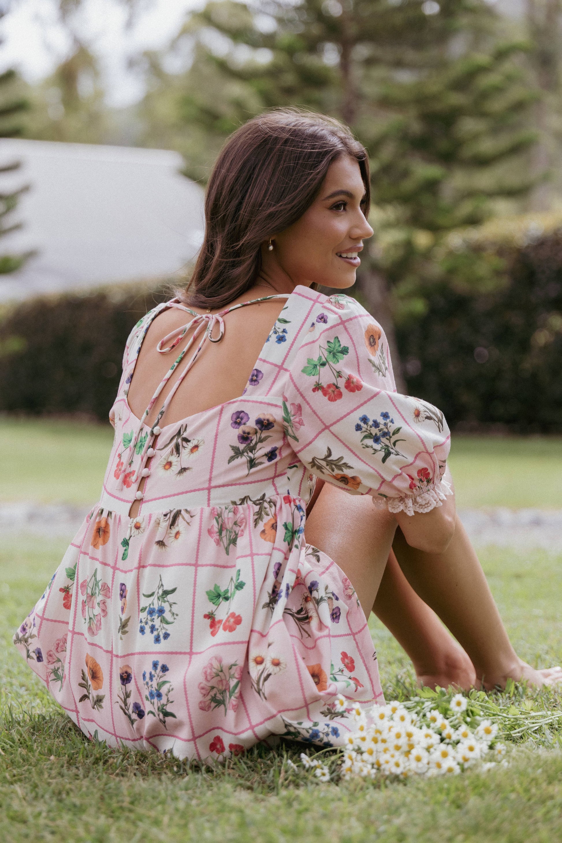 Floretta Puff Sleeve Romper - Flora Tile