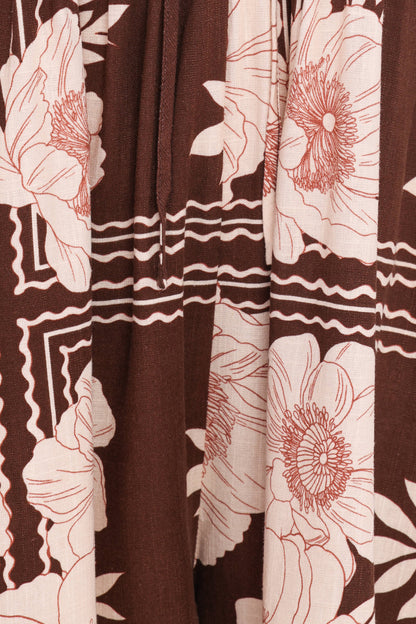 Henley Romper - Brown Floral