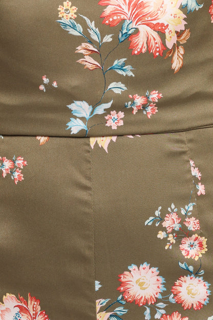 Holly Halterneck Jumpsuit - Olive Floral