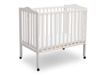 Delta Children Bianca (130) Portable Folding Crib with Mattress, angled view a6a