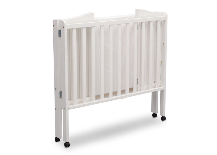 Delta Children Bianca (130) Portable Folding Crib with Mattress, angled folded view a7a