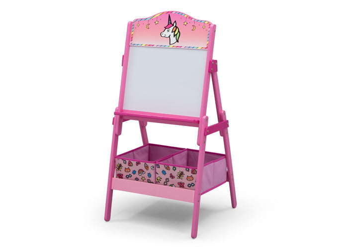 Delta Children Rainbow Dreams (1221) Wooden Activity Easel with Storage, Left Silo View