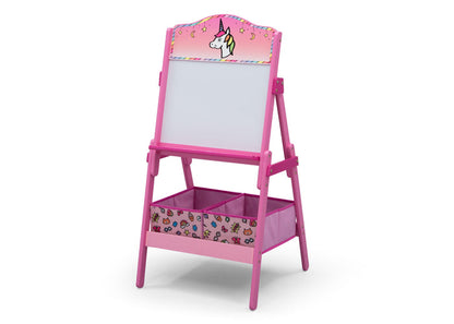 Delta Children Rainbow Dreams (1221) Wooden Activity Easel with Storage, Left Silo View