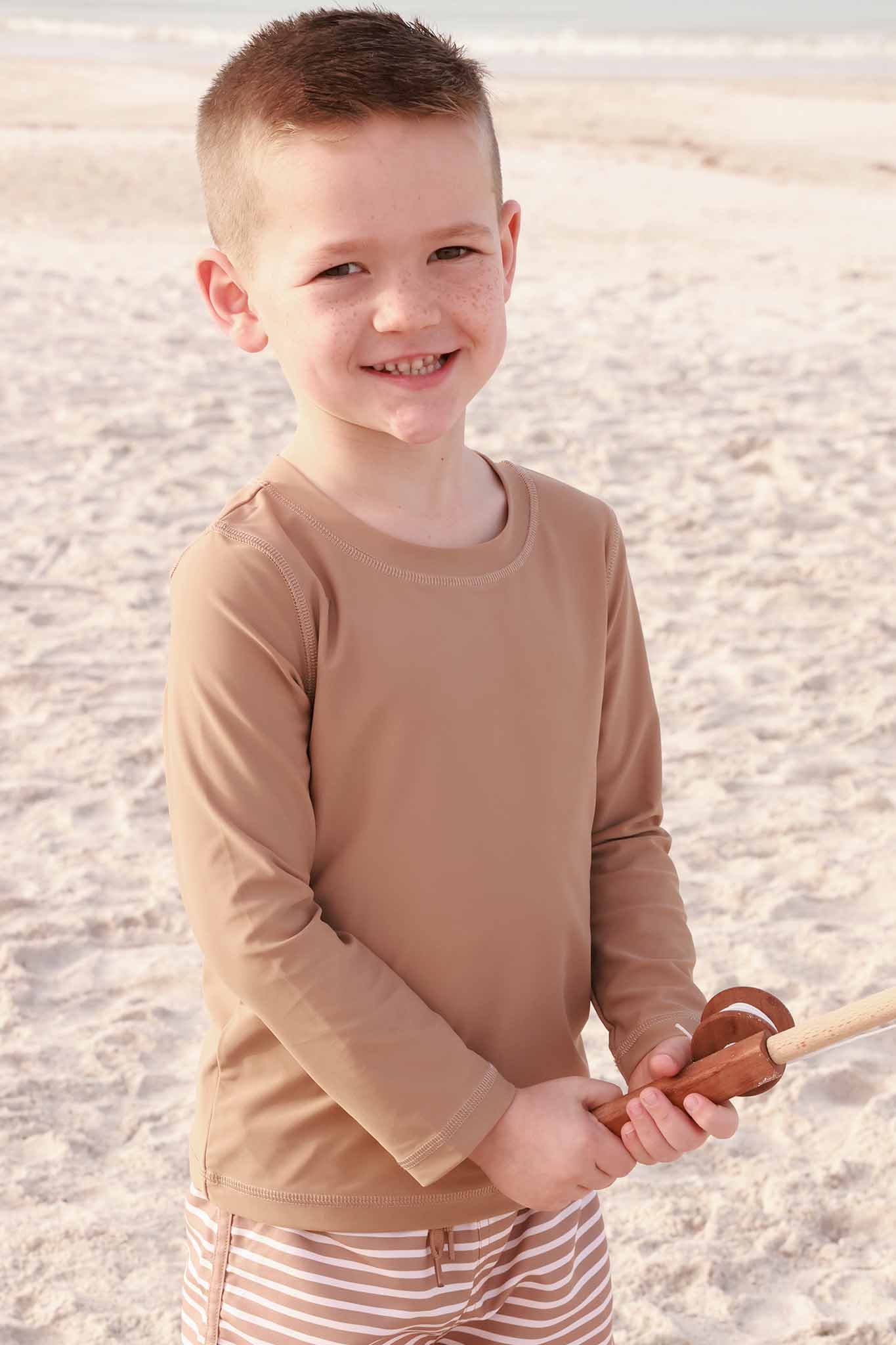 Long Sleeve Rash Guard Shirt | Sandy Mocha