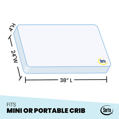 Serta SleepTrue 4-Inch Mini Crib Mattress, Dimensions View